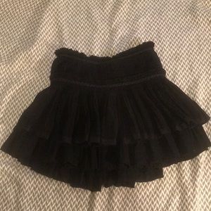 Black ruffle mini skirt